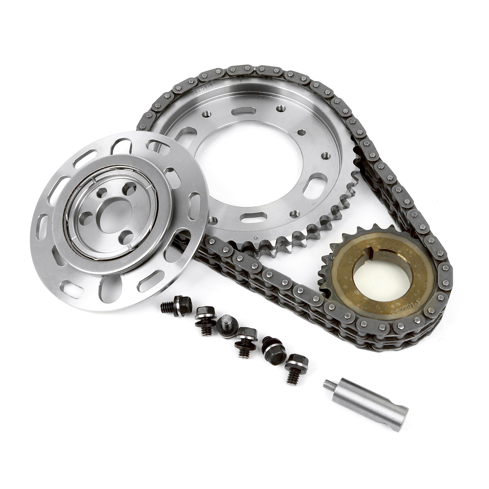 Chevy SBC 350 Double Roller 2pc Adj Billet Steel Timing Chain Kit
