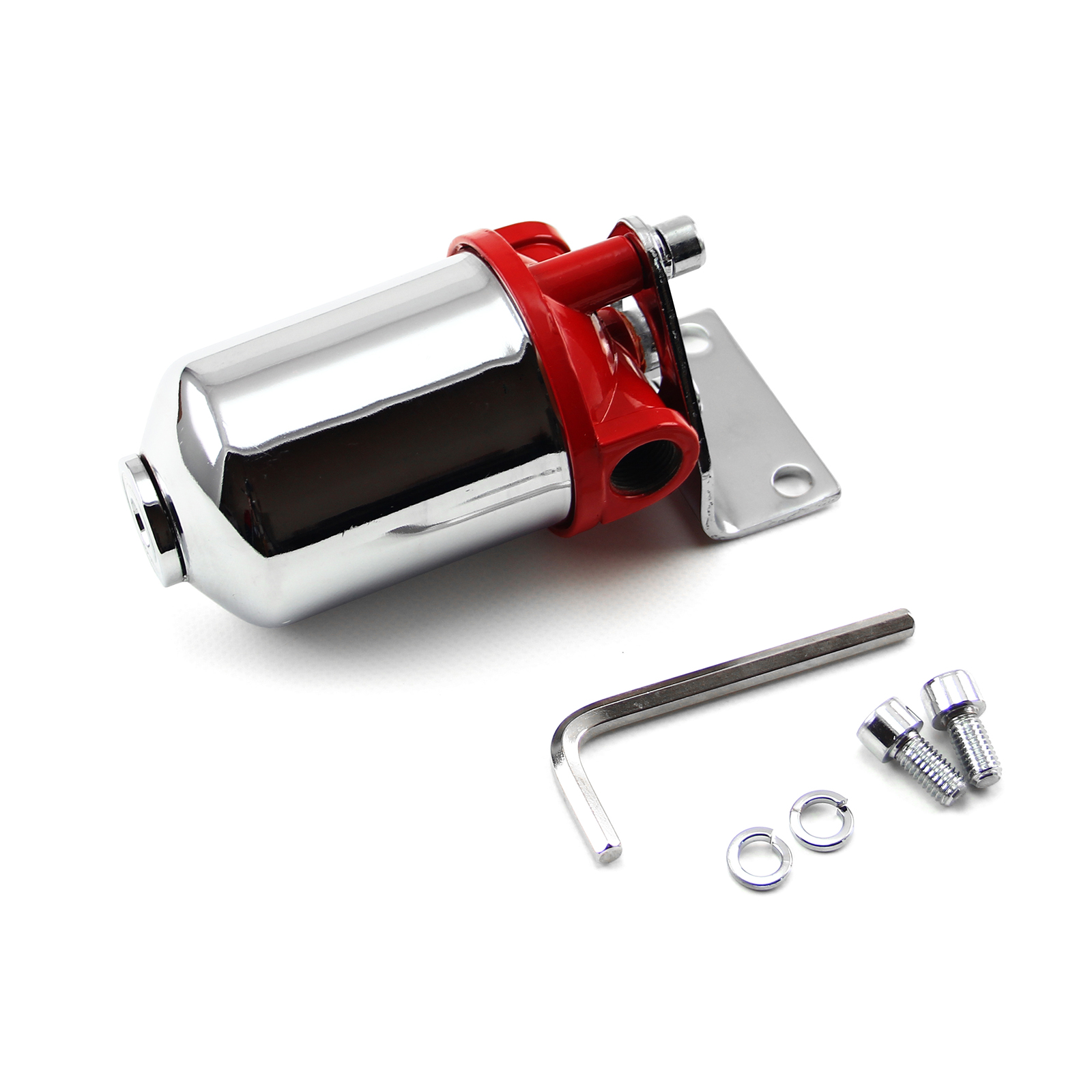 Chrome Fuel Filter with Replaceable Element Mounting Bracket 3/8" NPT