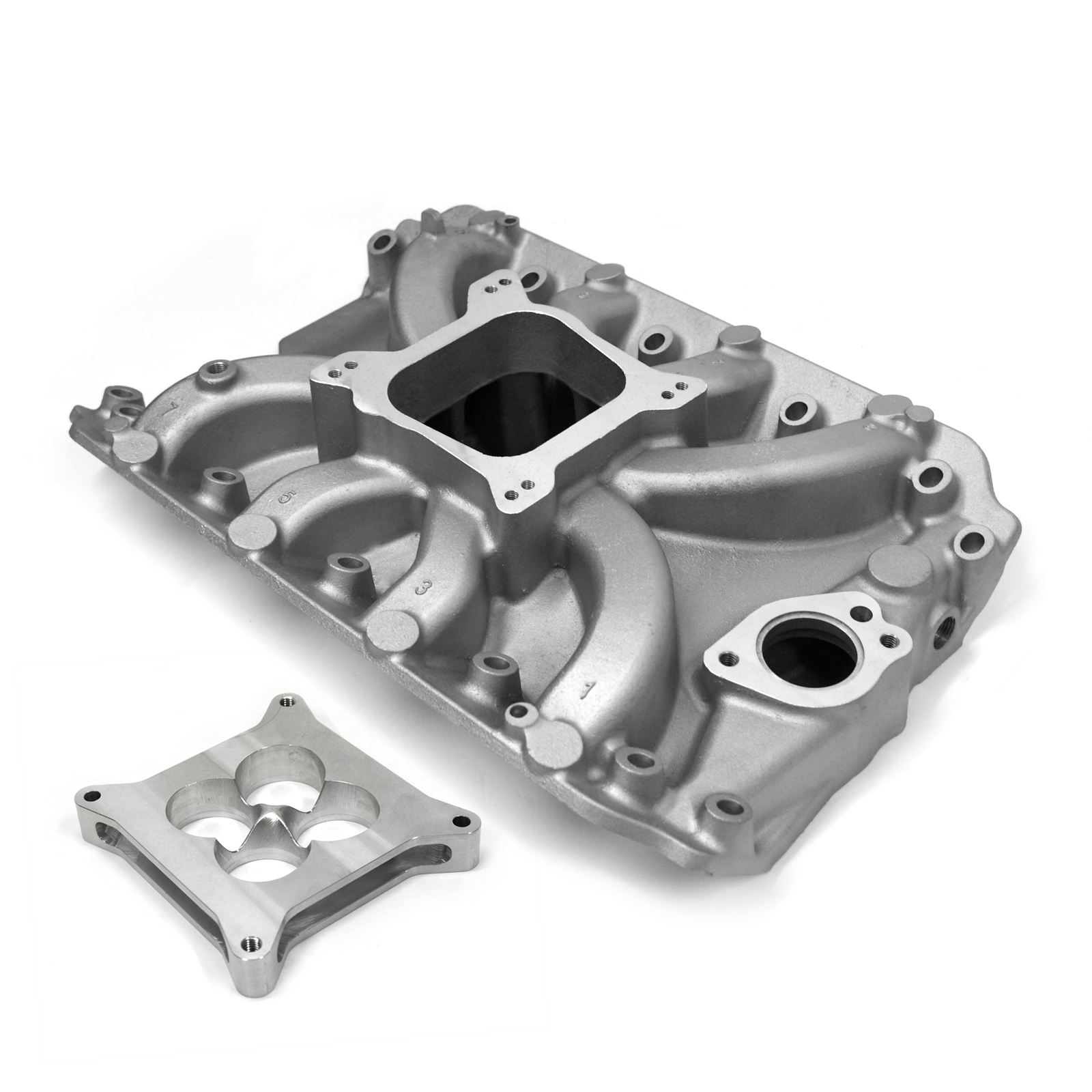 Holden 304 Qualifier Low Rise Intake Manifold Satin + 1" CNC Carburetor