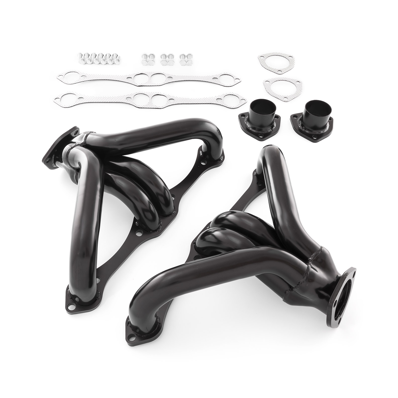 Chevy SBC 350 1 5/8" Block Hugger Black Exhaust Headers (Angle Plug