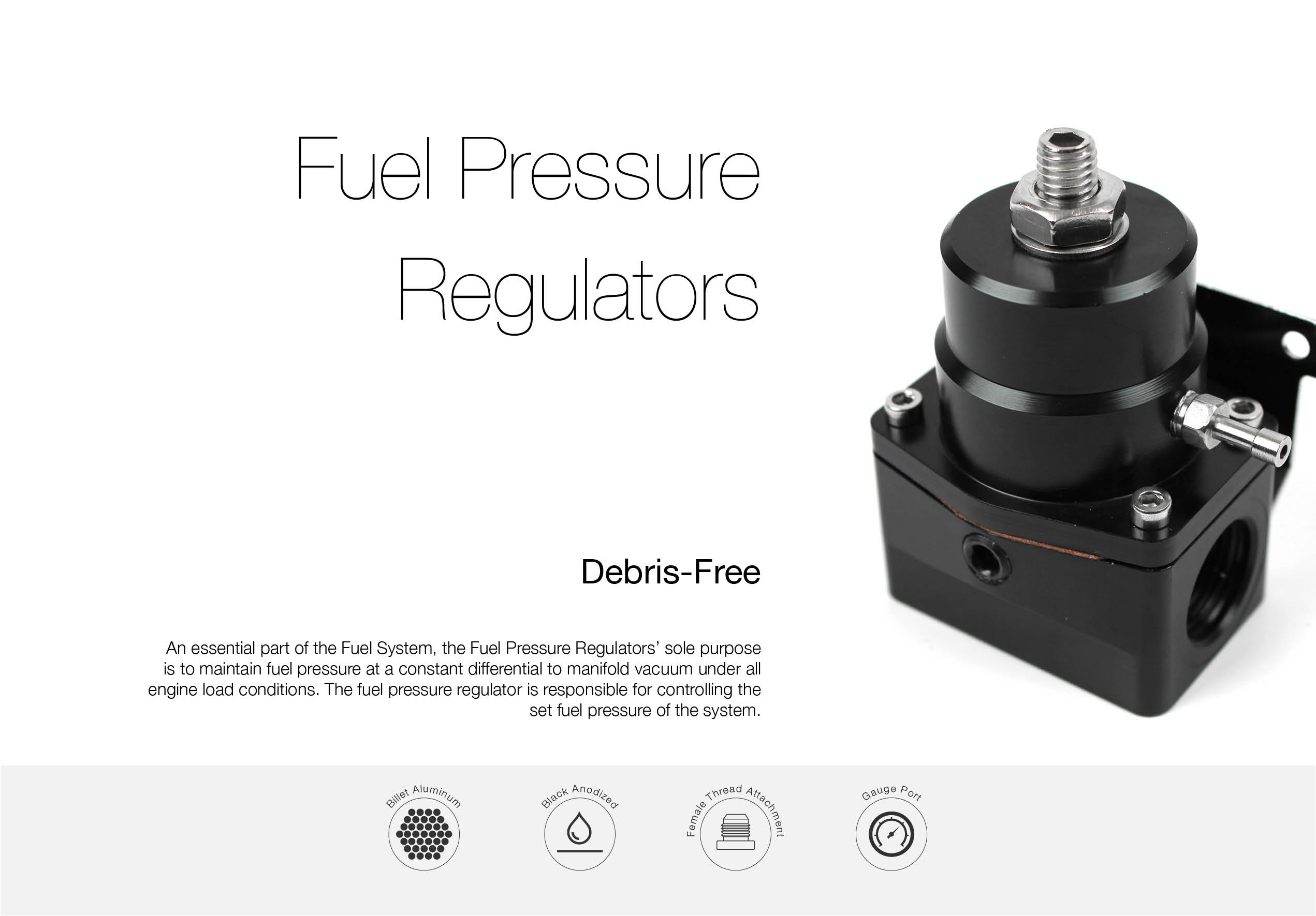 312 psi Adjustable Universal Deadhead Fuel Pressure Billet Regulator